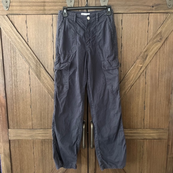 ZARA Hi Rise Relaxed Utility Cargo Pants Blue/Gray Size 2 - Picture 2 of 5
